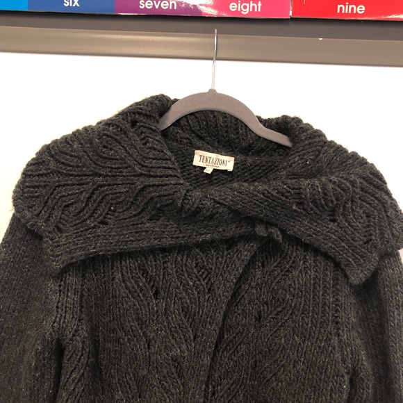 Tentazioni Charcoal Gray Merino Wool Blend Cardigan Sz. M - Picture 4 of 9